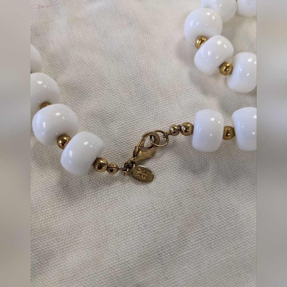 Vtg Signed Kjl Kenneth J. Lane Chunky White Beade… - image 4
